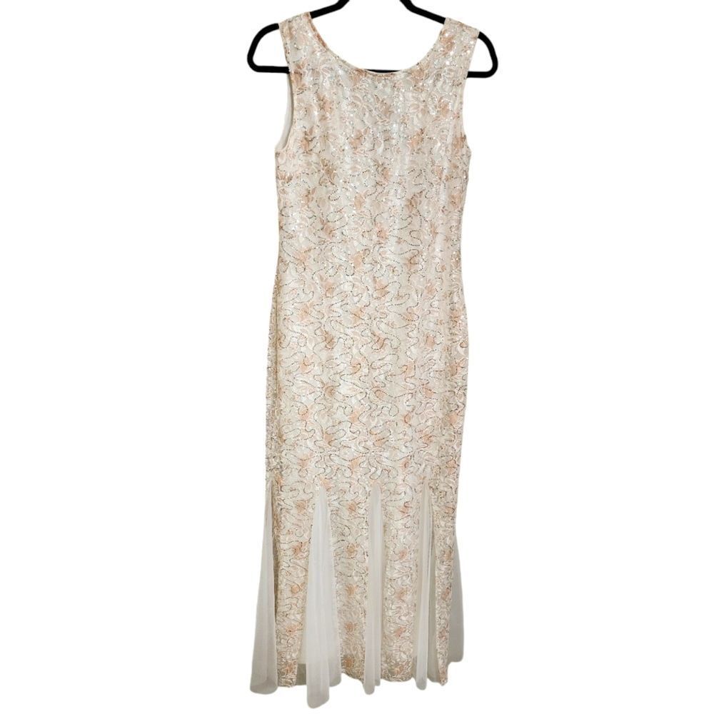 Candalite dress white & rose gold sequin mermaid fairy evening gown S whimsical
